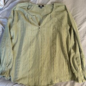 FRYE Olive Green Textured Long-Sleeve Peasant Top